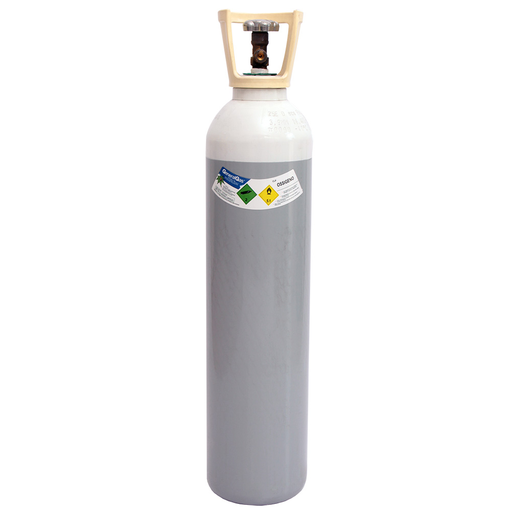 OXYGEN Cylinder 14 lt 200 bar - loaded with 3 mc gas, complete with valve